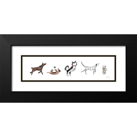 Playful Pets Dogs III Black Modern Wood Framed Art Print with Double Matting by Thorns, Becky