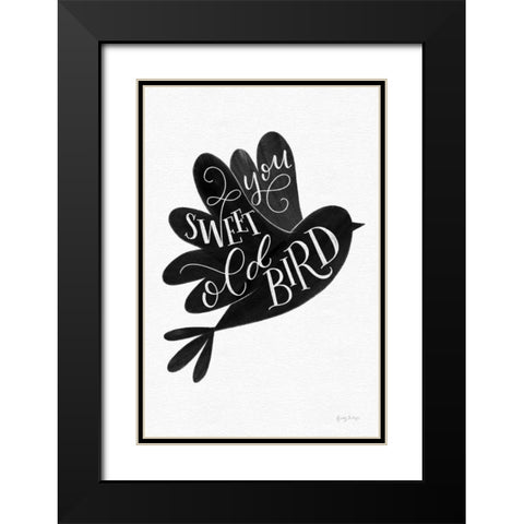Sweet Old Bird BW Black Modern Wood Framed Art Print with Double Matting by Thorns, Becky