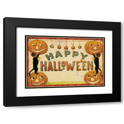 Halloween Nostalgia Happy Halloween v2 Black Modern Wood Framed Art Print with Double Matting by Pertiet, Katie
