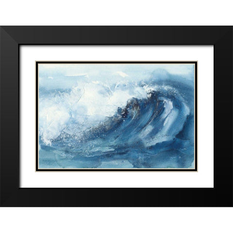 Waves V Black Modern Wood Framed Art Print with Double Matting by Paschke, Chris