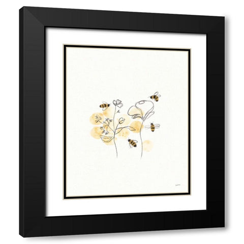 Bees and Botanicals III Black Modern Wood Framed Art Print with Double Matting by York, Leah