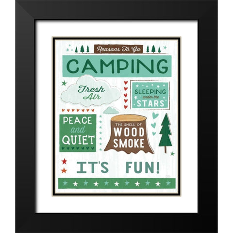 Comfy Camping XI Fun Black Modern Wood Framed Art Print with Double Matting by Averinos, Melissa