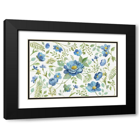 Botanical Blue I Black Modern Wood Framed Art Print with Double Matting by Vassileva, Silvia