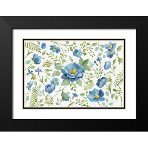 Botanical Blue I Black Modern Wood Framed Art Print with Double Matting by Vassileva, Silvia