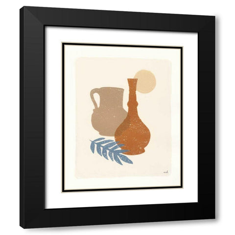 Oasis II Dusty Blue Black Modern Wood Framed Art Print with Double Matting by Hershey, Moira