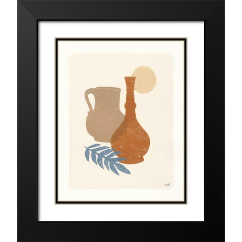Oasis II Dusty Blue Black Modern Wood Framed Art Print with Double Matting by Hershey, Moira