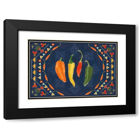 Tex Mex Fiesta I Dark Black Modern Wood Framed Art Print with Double Matting by Charron, Veronique