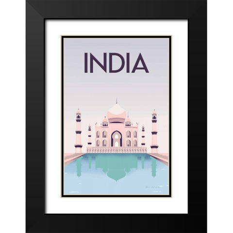 India Black Modern Wood Framed Art Print with Double Matting by Escalante, Omar