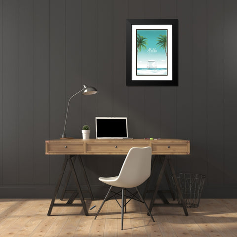 Malibu Black Modern Wood Framed Art Print with Double Matting by Escalante, Omar