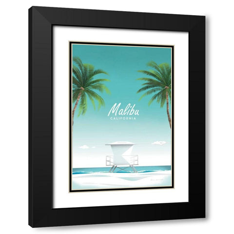 Malibu Black Modern Wood Framed Art Print with Double Matting by Escalante, Omar