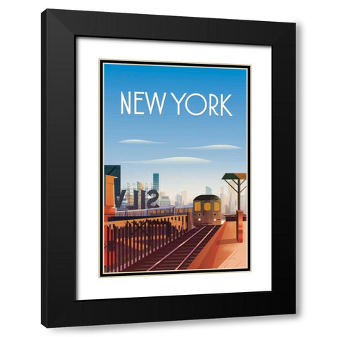 New York City Black Modern Wood Framed Art Print with Double Matting by Escalante, Omar