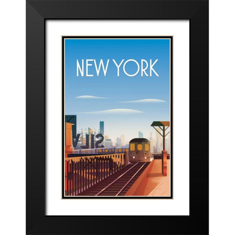 New York City Black Modern Wood Framed Art Print with Double Matting by Escalante, Omar