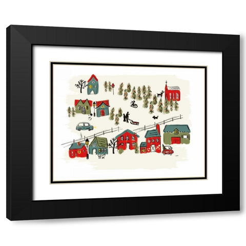 Winter Village I Black Modern Wood Framed Art Print with Double Matting by York, Leah