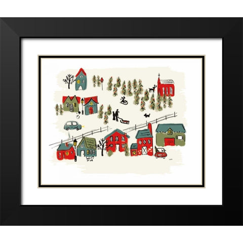 Winter Village I Black Modern Wood Framed Art Print with Double Matting by York, Leah