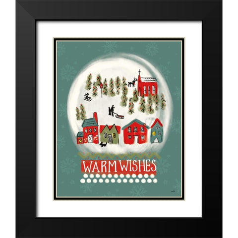 Winter Village II Black Modern Wood Framed Art Print with Double Matting by York, Leah