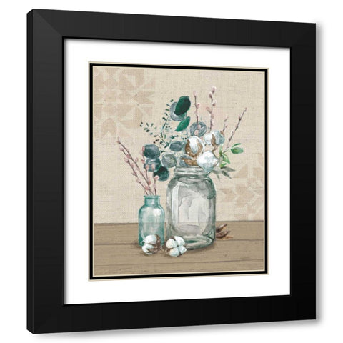 Cotton Bouquet II Black Modern Wood Framed Art Print with Double Matting by Urban, Mary