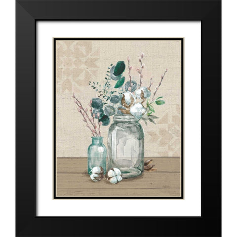 Cotton Bouquet II Black Modern Wood Framed Art Print with Double Matting by Urban, Mary