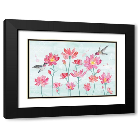Flowers and Feathers I Black Modern Wood Framed Art Print with Double Matting by June, Dina