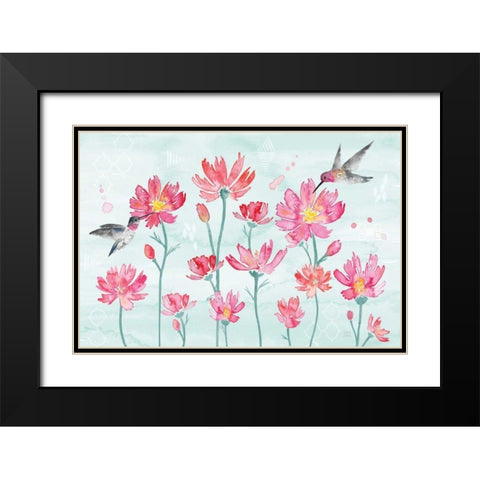 Flowers and Feathers I Black Modern Wood Framed Art Print with Double Matting by June, Dina