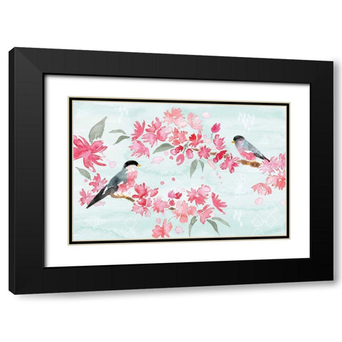 Flowers and Feathers II Black Modern Wood Framed Art Print with Double Matting by June, Dina