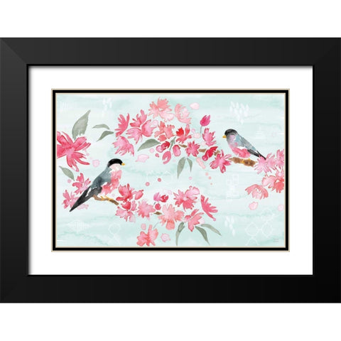Flowers and Feathers II Black Modern Wood Framed Art Print with Double Matting by June, Dina