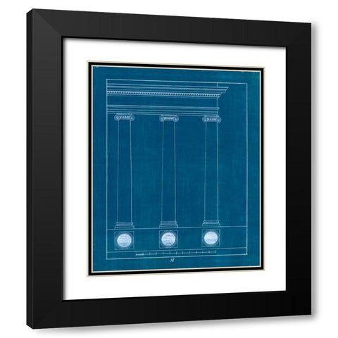 Architectural Columns III Blueprint Black Modern Wood Framed Art Print with Double Matting by Wild Apple Portfolio