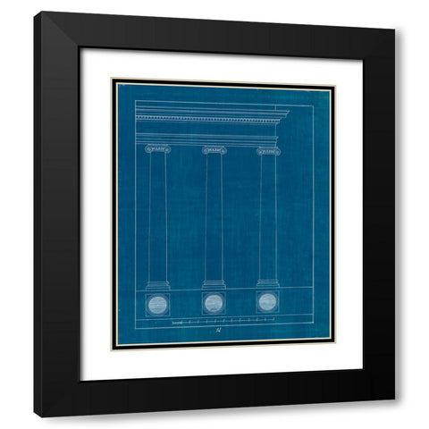 Architectural Columns III Blueprint Black Modern Wood Framed Art Print with Double Matting by Wild Apple Portfolio