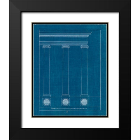 Architectural Columns III Blueprint Black Modern Wood Framed Art Print with Double Matting by Wild Apple Portfolio