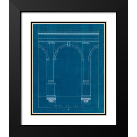 Architectural Columns IV Blueprint Black Modern Wood Framed Art Print with Double Matting by Wild Apple Portfolio