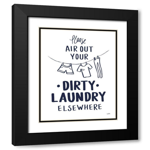 Bathroom Etiquette I Navy Black Modern Wood Framed Art Print with Double Matting by York, Leah