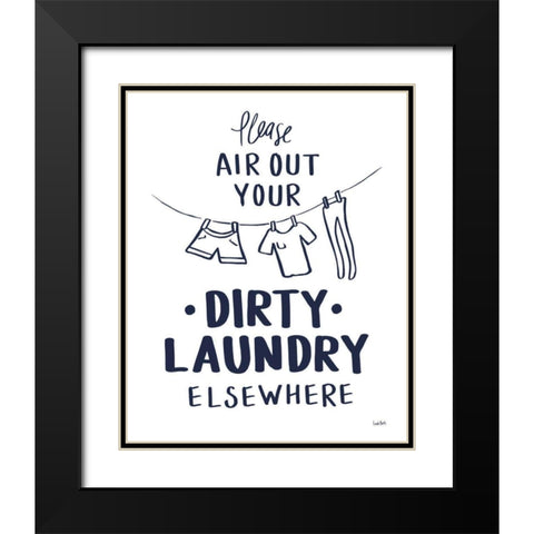 Bathroom Etiquette I Navy Black Modern Wood Framed Art Print with Double Matting by York, Leah