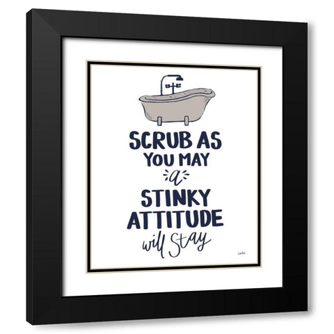 Bathroom Etiquette II Navy Gray Black Modern Wood Framed Art Print with Double Matting by York, Leah