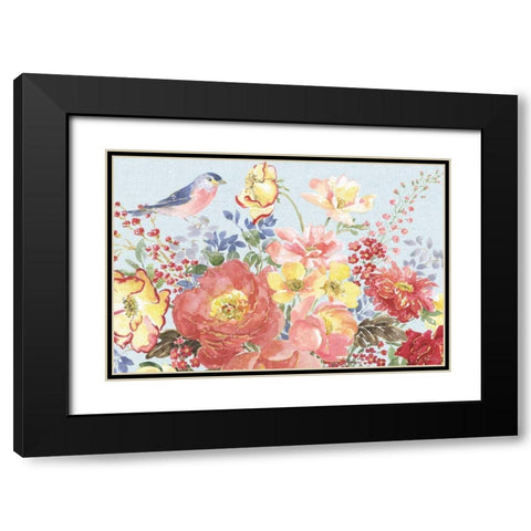 Floral Focus II Blue Black Modern Wood Framed Art Print with Double Matting by Grove, Beth