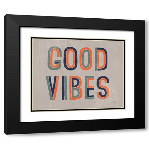 Retro Words I Gray Crop Black Modern Wood Framed Art Print with Double Matting by Marshall, Laura