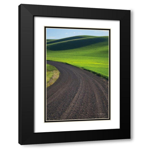 Going Through Palouse Wheat Fields Black Modern Wood Framed Art Print with Double Matting by Majchrowicz, Alan