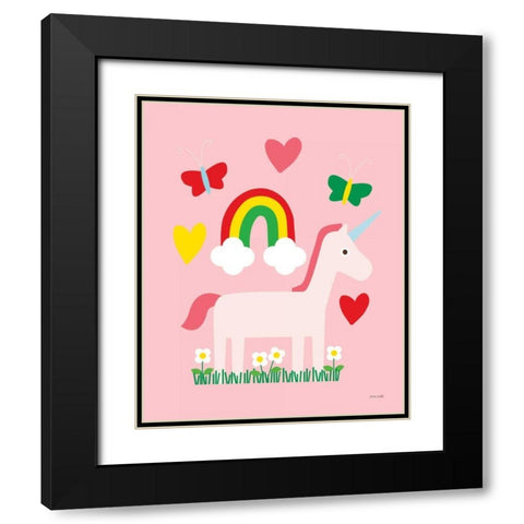 Unicorn Fun I Black Modern Wood Framed Art Print with Double Matting by Kelle, Ann
