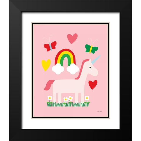 Unicorn Fun I Black Modern Wood Framed Art Print with Double Matting by Kelle, Ann