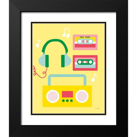 Lets Listen to Music II Black Modern Wood Framed Art Print with Double Matting by Kelle, Ann
