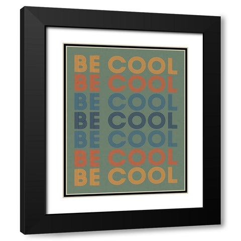 Retro Words II Green Black Modern Wood Framed Art Print with Double Matting by Wild Apple Portfolio