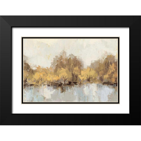 Autumn River Reflection Gold Black Modern Wood Framed Art Print with Double Matting by Vassileva, Silvia