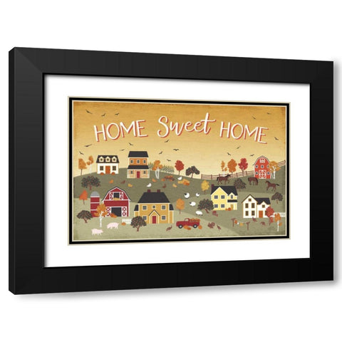 Harvest Village II Script Black Modern Wood Framed Art Print with Double Matting by Marshall, Laura
