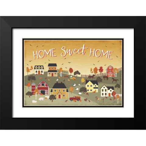 Harvest Village II Script Black Modern Wood Framed Art Print with Double Matting by Marshall, Laura