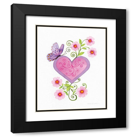 Hearts and Flowers IV Black Modern Wood Framed Art Print with Double Matting by McKenna, Kathleen Parr