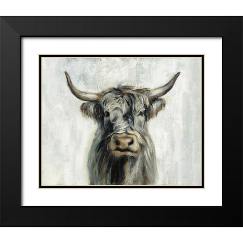 Highland Cow Horizontal Black Modern Wood Framed Art Print with Double Matting by Vassileva, Silvia