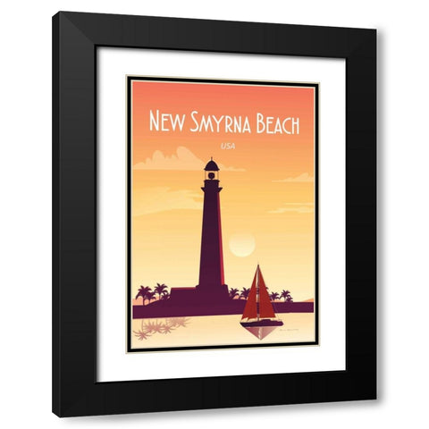 New Smyrna Beach Black Modern Wood Framed Art Print with Double Matting by Escalante, Omar