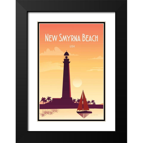 New Smyrna Beach Black Modern Wood Framed Art Print with Double Matting by Escalante, Omar