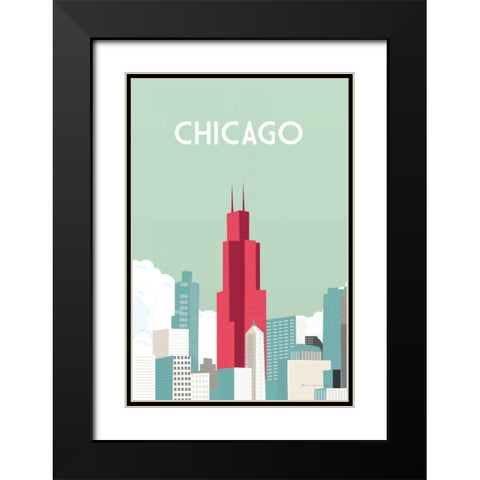 Chicago Black Modern Wood Framed Art Print with Double Matting by Escalante, Omar