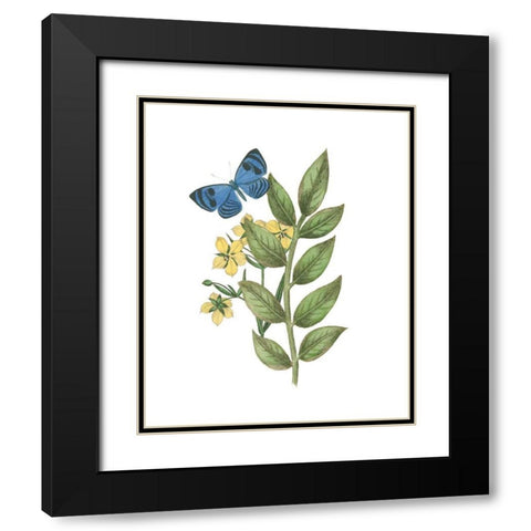 Greenery Butterflies IV Black Modern Wood Framed Art Print with Double Matting by Wild Apple Portfolio