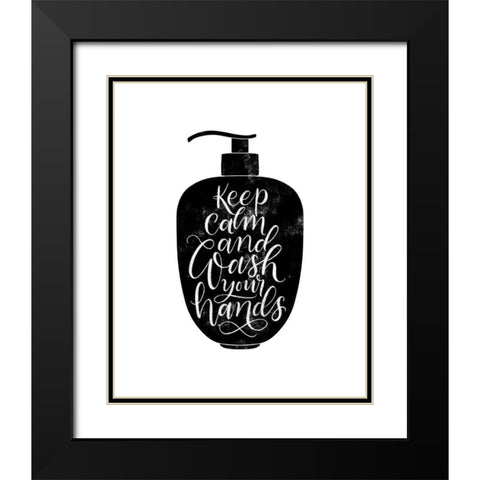 Wash Your Hands II Black Modern Wood Framed Art Print with Double Matting by Thorns, Becky