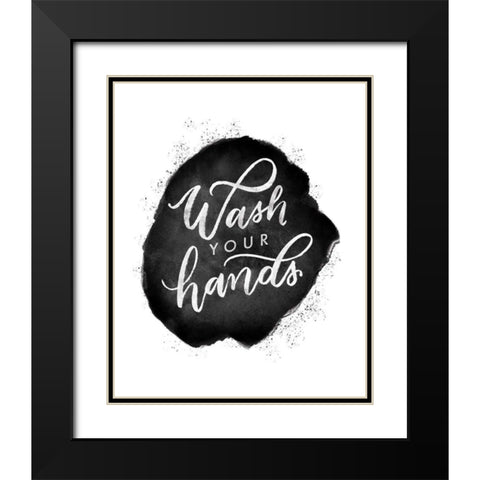 Wash Your Hands V Black Modern Wood Framed Art Print with Double Matting by Thorns, Becky